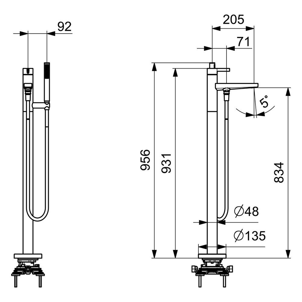 Hansa Loft Einhebelmischer Badebatterie mit Standrohr, Rosette rund, Ausladung 197mm, D... HANSA-57762073 4015474263420 (Abb. 7)