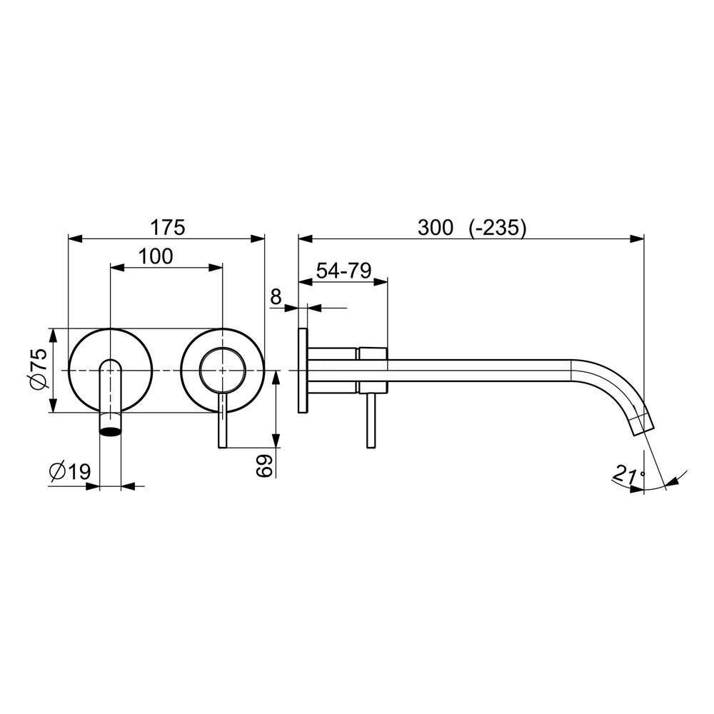 Hansa Public Waschtisch-Einhebelmischer Fertigmontageset, Wandmontage, Ausladung 235-... HANSA-5795213133 4057304022470 (Abb. 6)