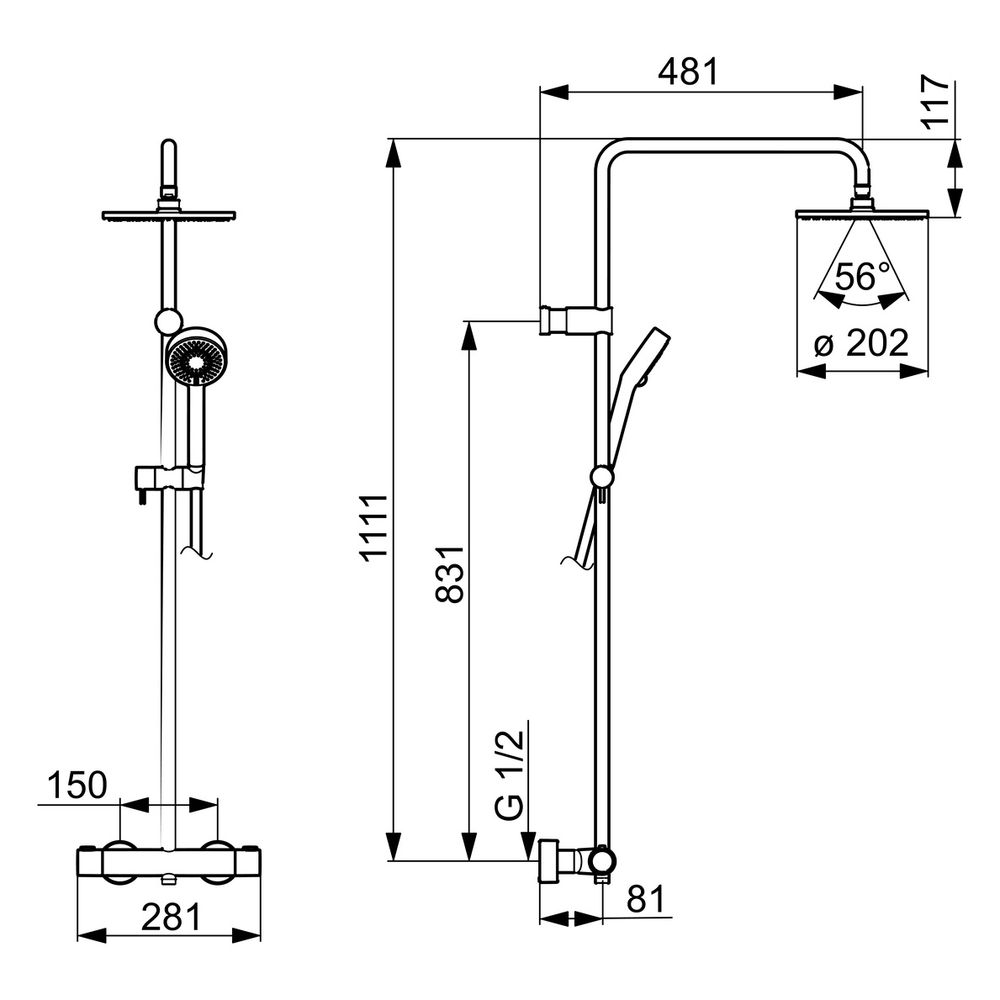 Hansa Prisma Regenbrause-Duscharmatur 5809 3-strahlig DN15 Chrom... HANSA-58099103 4015474259263 (Abb. 6)