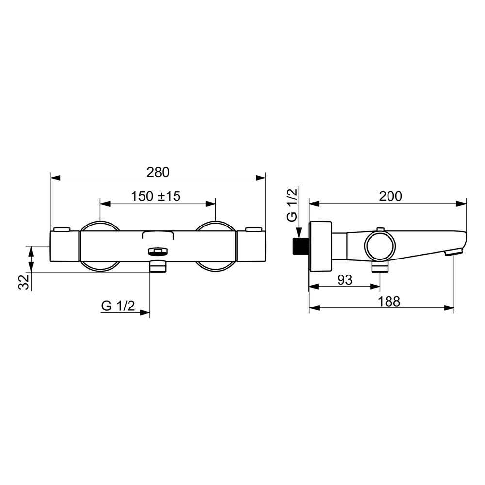 Hansa Prisma Wannenfüll- und Brausebatterie 5810 Ausladung 182mm DN15 Chrom... HANSA-58102101 4015474259294 (Abb. 4)