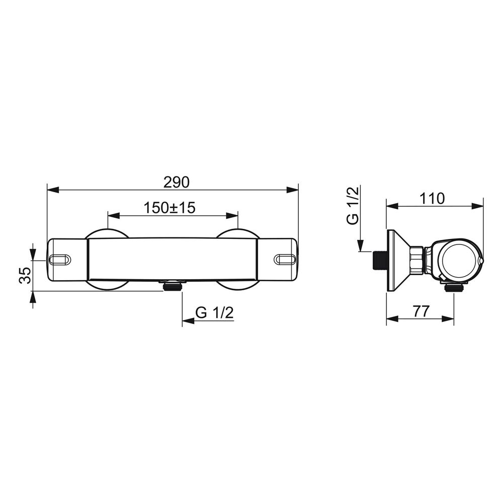 Hansa Micra Brausebatterie, DN 15, vertauschte Kalt-/Warmwasser-Anschlüsse, Chrom, 5815... HANSA-58152171 4057304005664 (Abb. 6)