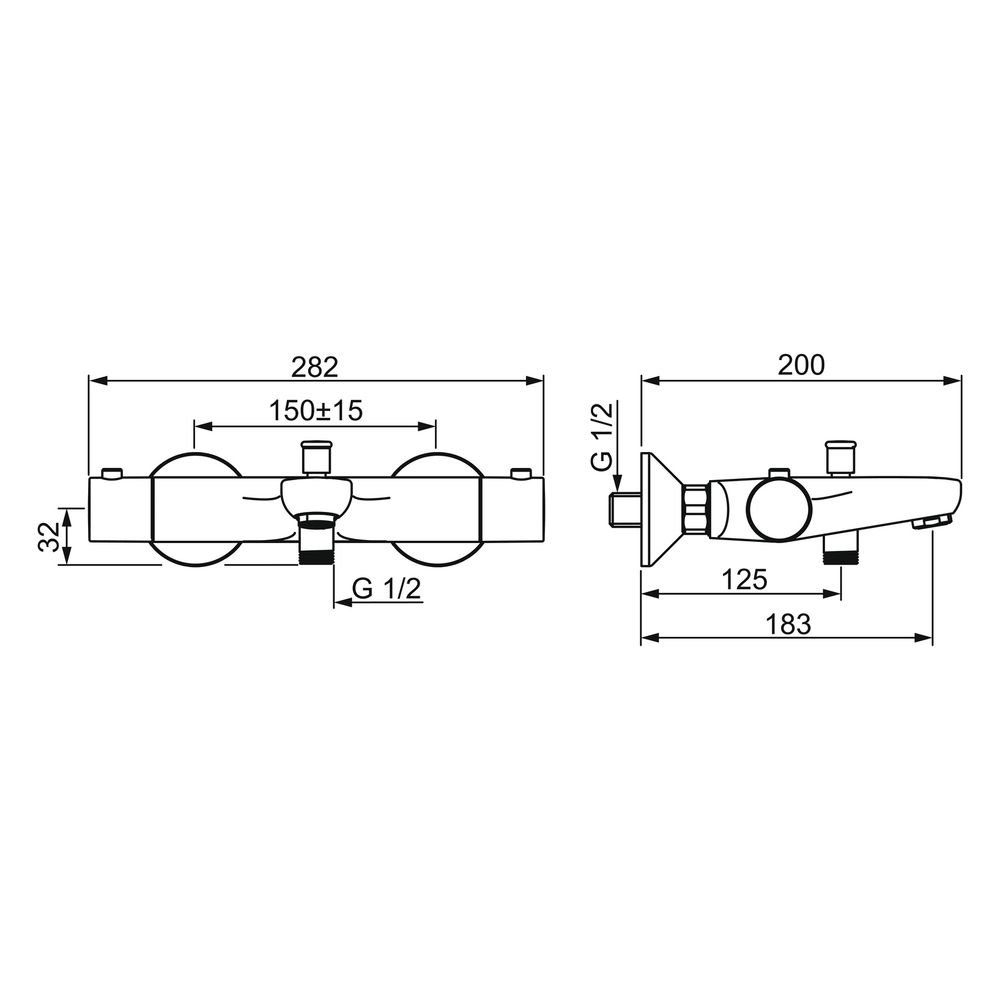Hansa Unita Wannenfüll- und Brausebatterie 5837 Ausladung 180mm DN15 Chrom... HANSA-58372101 4015474277649 (Abb. 4)