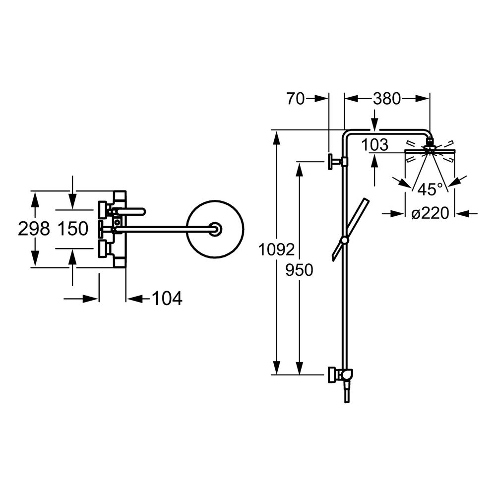 Hansa Tempra Regenbrause-Duscharmatur Style 5842 1-strahlig Ausladung 450mm DN15... HANSA-58429103 4015474171336 (Abb. 4)