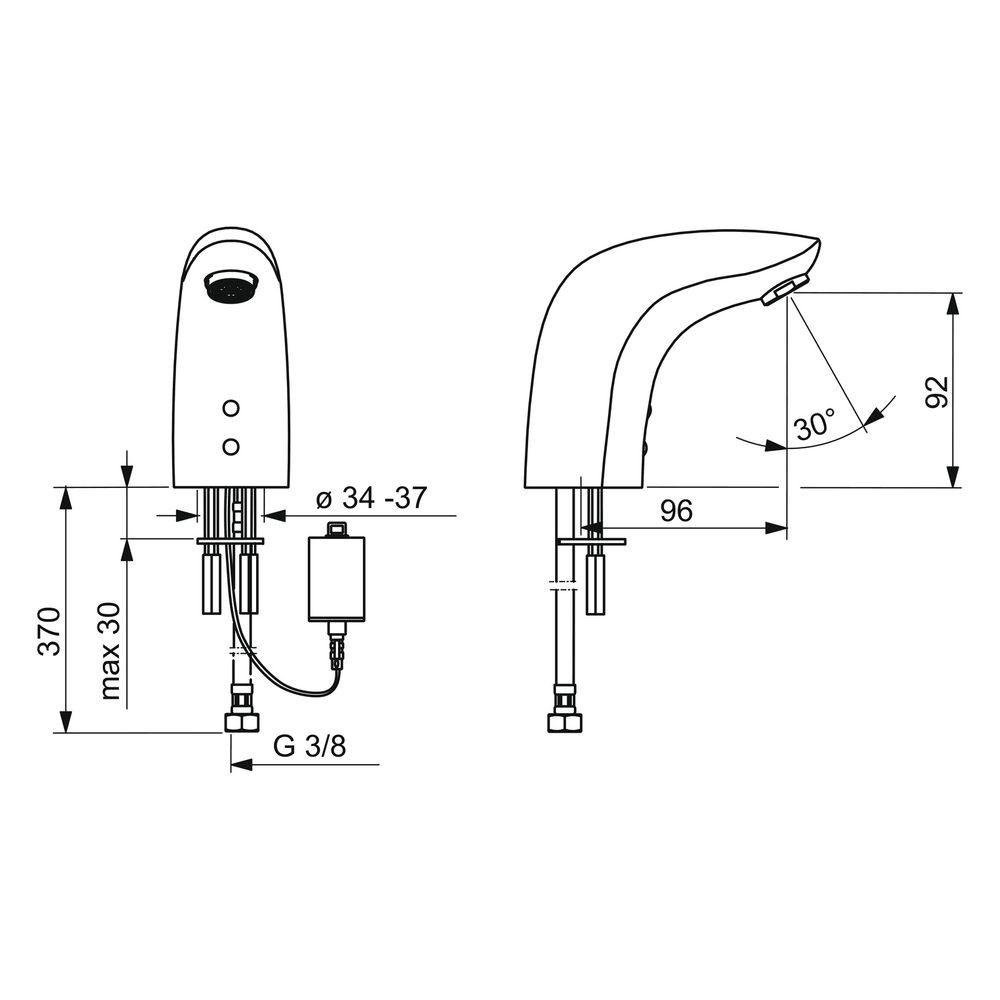 Hansa Electra Waschtischbatterie 6440 6V, Bluetooth Ausladung 96mm DN15 Chrom... HANSA-64402219 4057304014116 (Abb. 4)