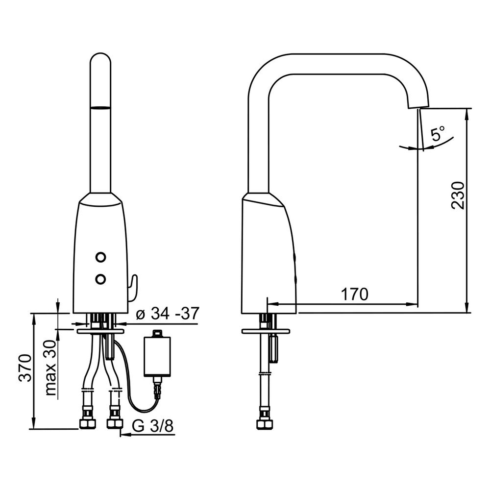 Hansa Electra Waschtischbatterie, 6V Bluetooth, Ausladung 170mm, DN 15, Chrom, 64442219... HANSA-64442219 4057304015069 (Abb. 4)