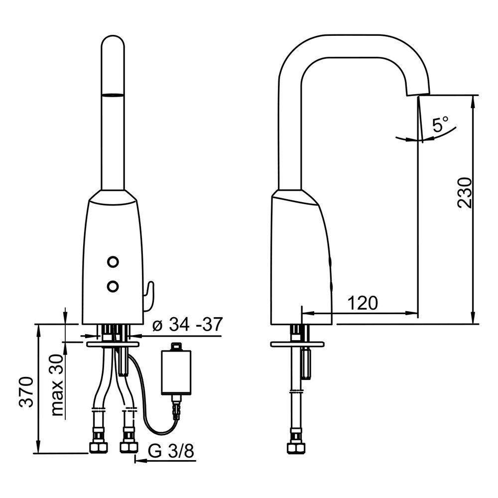 Hansa Electra Waschtischbatterie, 6V Bluetooth, Ausladung 120mm, DN 15, Chrom, 64442229... HANSA-64442229 4057304015052 (Abb. 4)