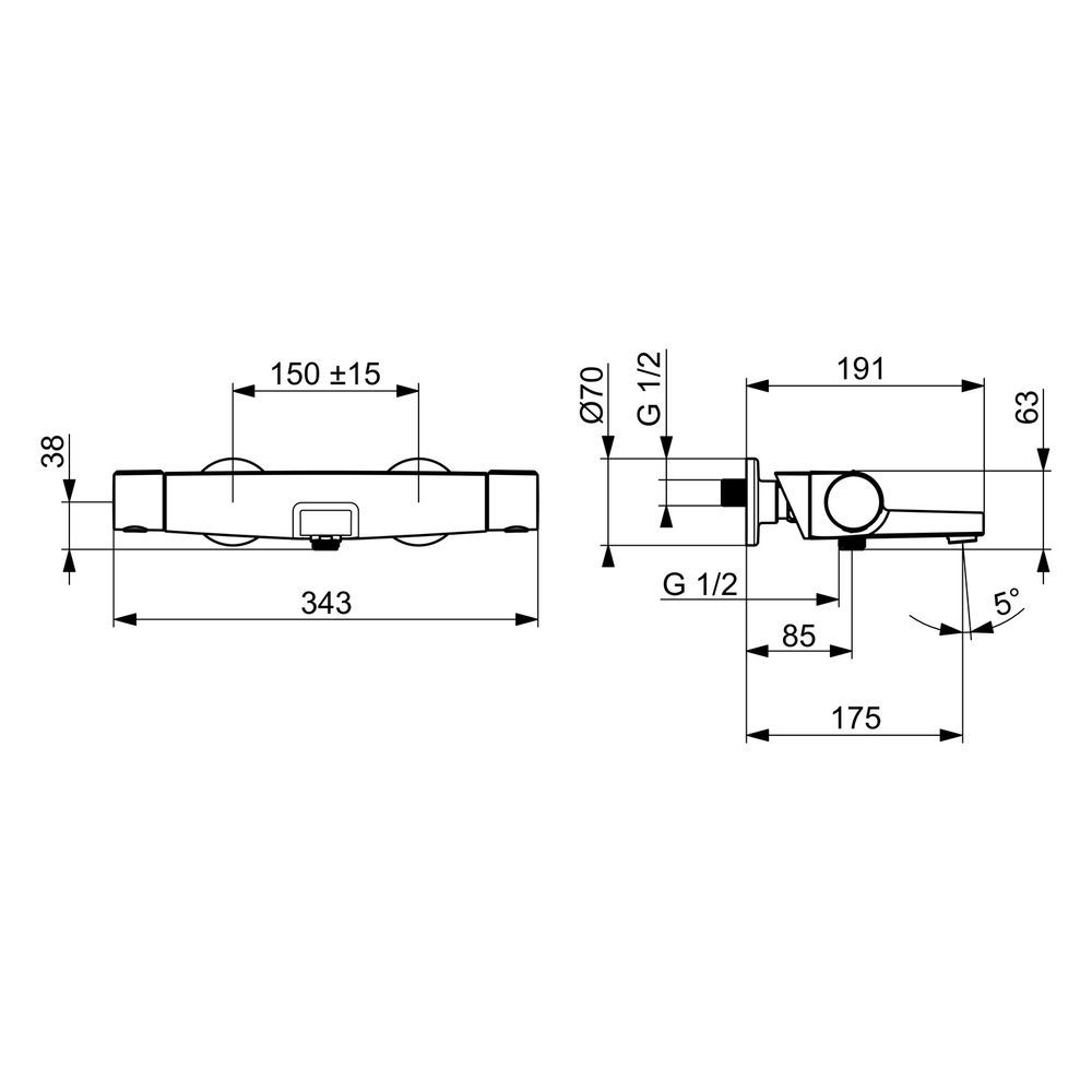 Hansa Optima Wannen- und Brausearmatur Wandmontage Thermostat, mit MagShelf-Ablage, M... HANSA-6513220133 4057304018121 (Abb. 6)