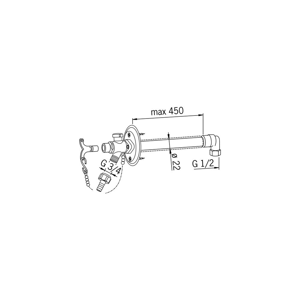 Hansa Gartenventil, mit Sicherungseinrichtung, DN 15, Chrom, 69509101... HANSA-69509101 4015474277434 (Abb. 4)