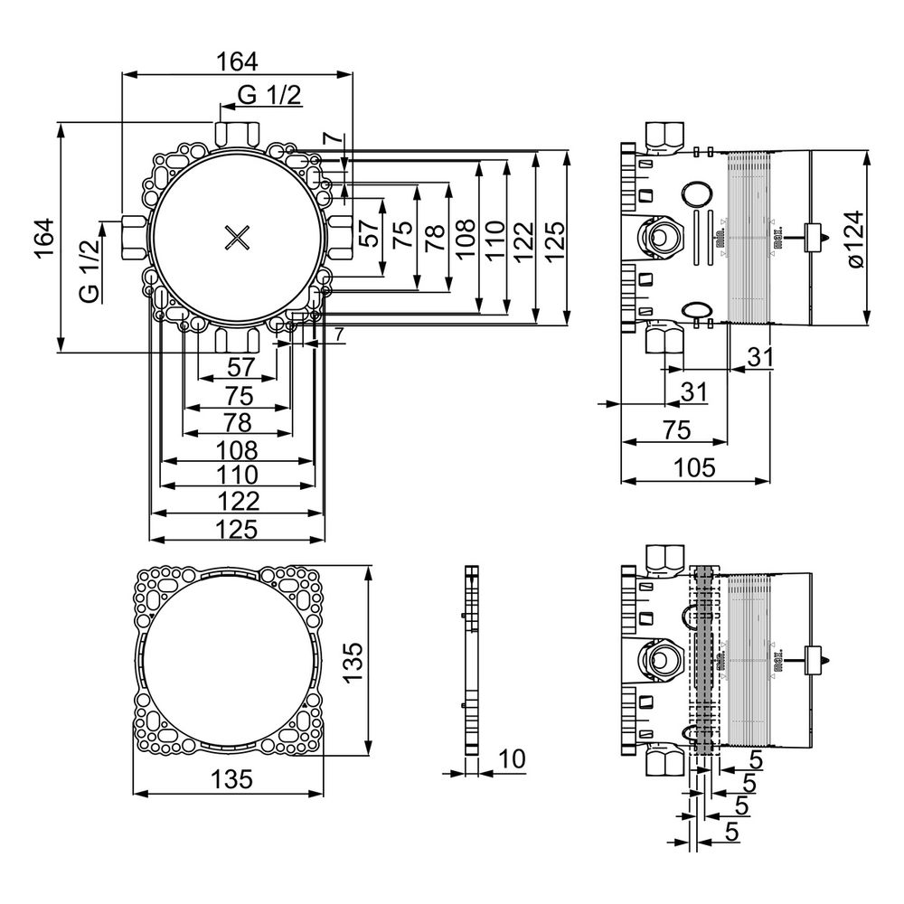 Hansa BlueBox Unterputz-Rohbauset Bade- und Brausearmatur, G 1/2", DN 15, 80000000... HANSA-80000000 4015474278042 (Abb. 6)