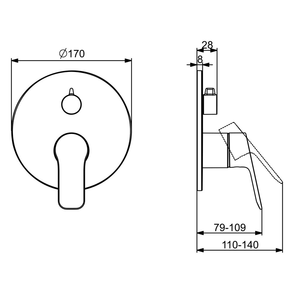 Hansa Basic Einhebel-Wannen- und Brausearmatur, Unterputz, mit Drehumsteller, Rosette r... HANSA-80559023 4057304022746 (Abb. 6)