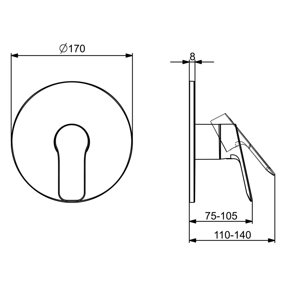 Hansa Basic Einhebel-Duscharmatur, Unterputz, Fertigmontageset, Rosette rund, Chrom, 80... HANSA-80569023 4057304022753 (Abb. 6)
