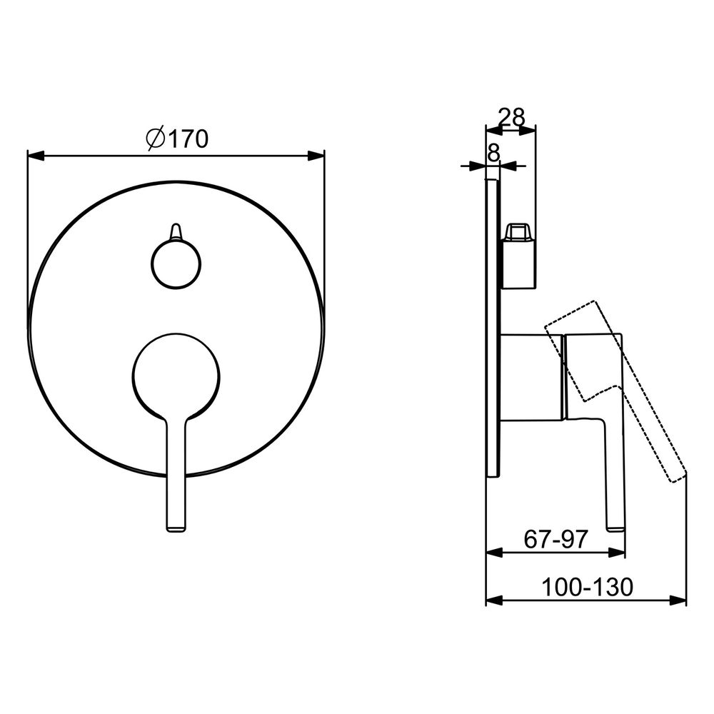 Hansa Vantis Einhebel-Wannen- und Brausearmatur, Unterputz, Fertigmontageset, Rosette r... HANSA-82609027 4057304022814 (Abb. 6)