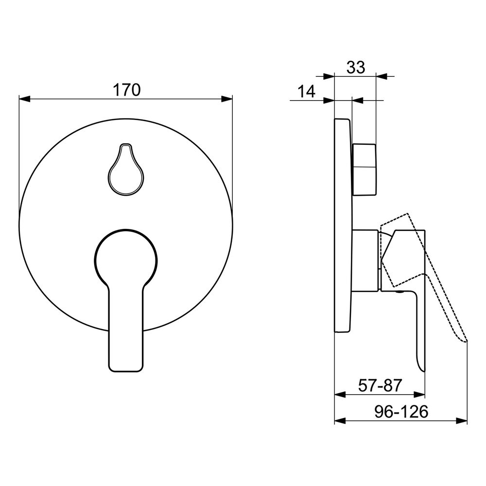 Hansa Ligna Einhebelmischer Fertigmontageset für Wanne/Brause 8385 Rosette rund mit Sic... HANSA-83853503 4015474279438 (Abb. 6)