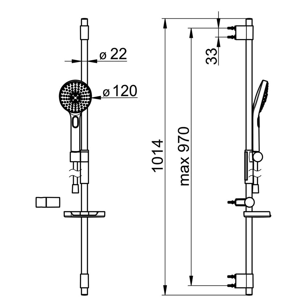 Hansa ActiveJet Wandstangengarnitur, 3-strahlig, Chrom/Hellgrau, 84370130... HANSA-84370130 4057304005114 (Abb. 6)