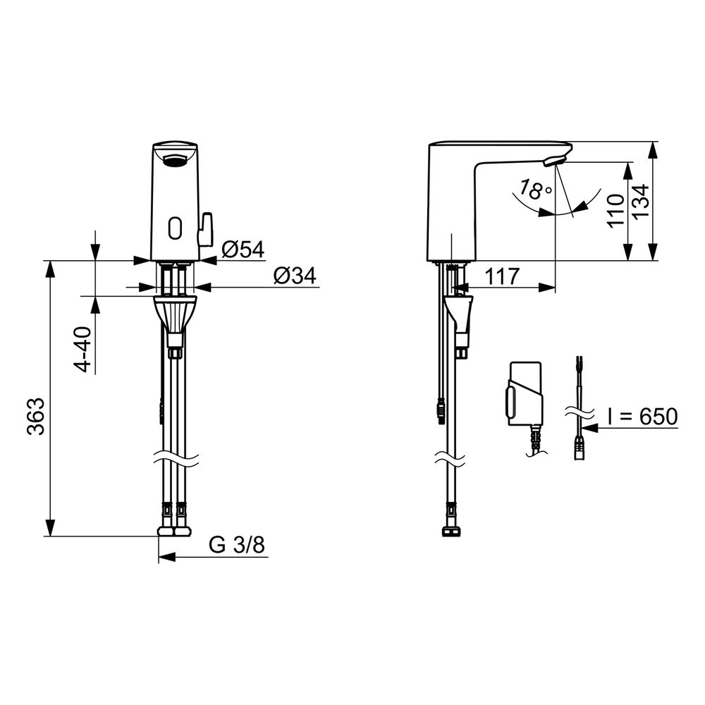 Hansa Electra Safety Waschtischarmatur, Standmontage, elektronisch, Bluetooth, 3V, Ma... HANSA-9210221933 4057304019326 (Abb. 6)