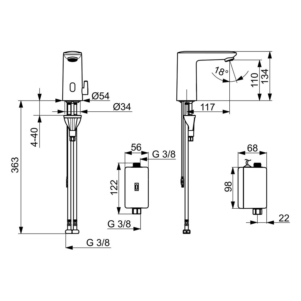 Hansa Electra Digital plus Waschtischarmatur, Standmontage, Sensor, Bluetooth, Chrom, 9... HANSA-92302239 4057304019487 (Abb. 6)