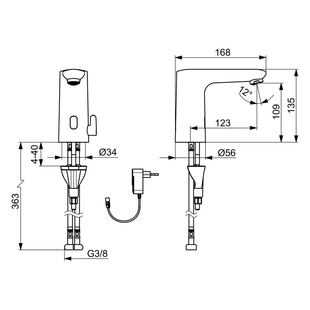 Hansa Electra Digital Waschtischarmatur, Standmontage, Sensor, Bluetooth, 230/9V, Heißw... HANSA-92702009 4057304019463 (Abb. 6)