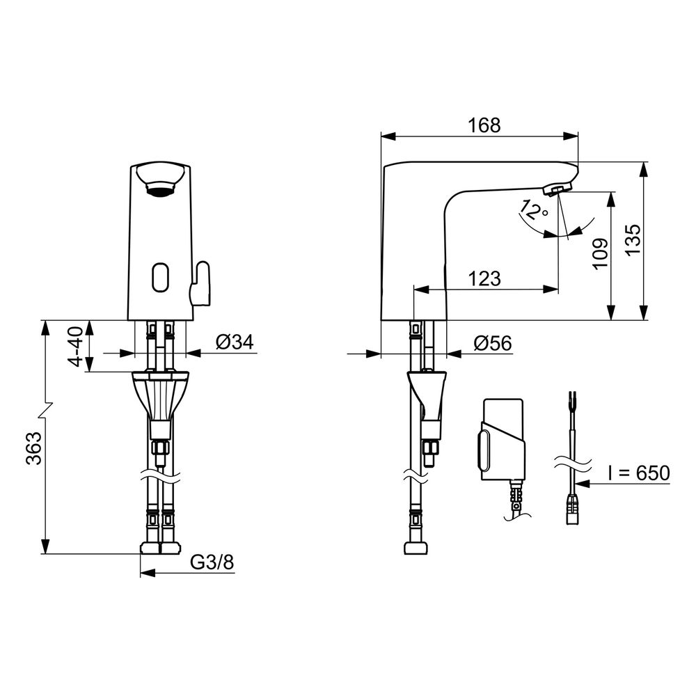 Hansa Electra Digital Waschtischarmatur, Standmontage, elektronisch, Bluetooth, 3V, Chr... HANSA-92702219 4057304019456 (Abb. 6)