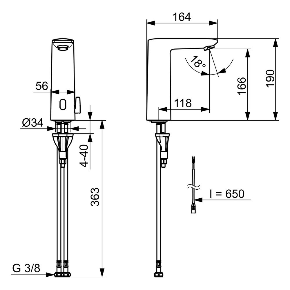 Hansa Electra Safety Waschtischarmatur, Standmontage, Sensor, berührungslos, 3V, Chrom,... HANSA-93102219 4057304019531 (Abb. 6)