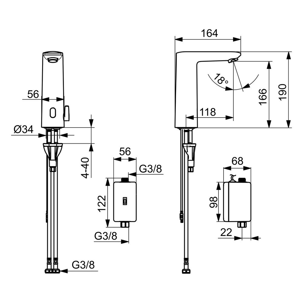 Hansa Electra Digital plus Waschtischarmatur, Standmontage, Sensor, Bluetooth, 3,6V, Ch... HANSA-93302239 4057304019586 (Abb. 6)