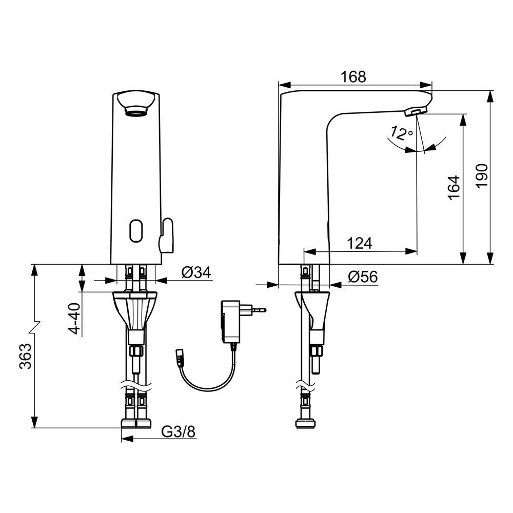 Hansa Electra Safety Waschtischarmatur, Standmontage, Sensor, berührungslos, 230/9V, Ch... HANSA-93602009 4057304019609 (Abb. 6)