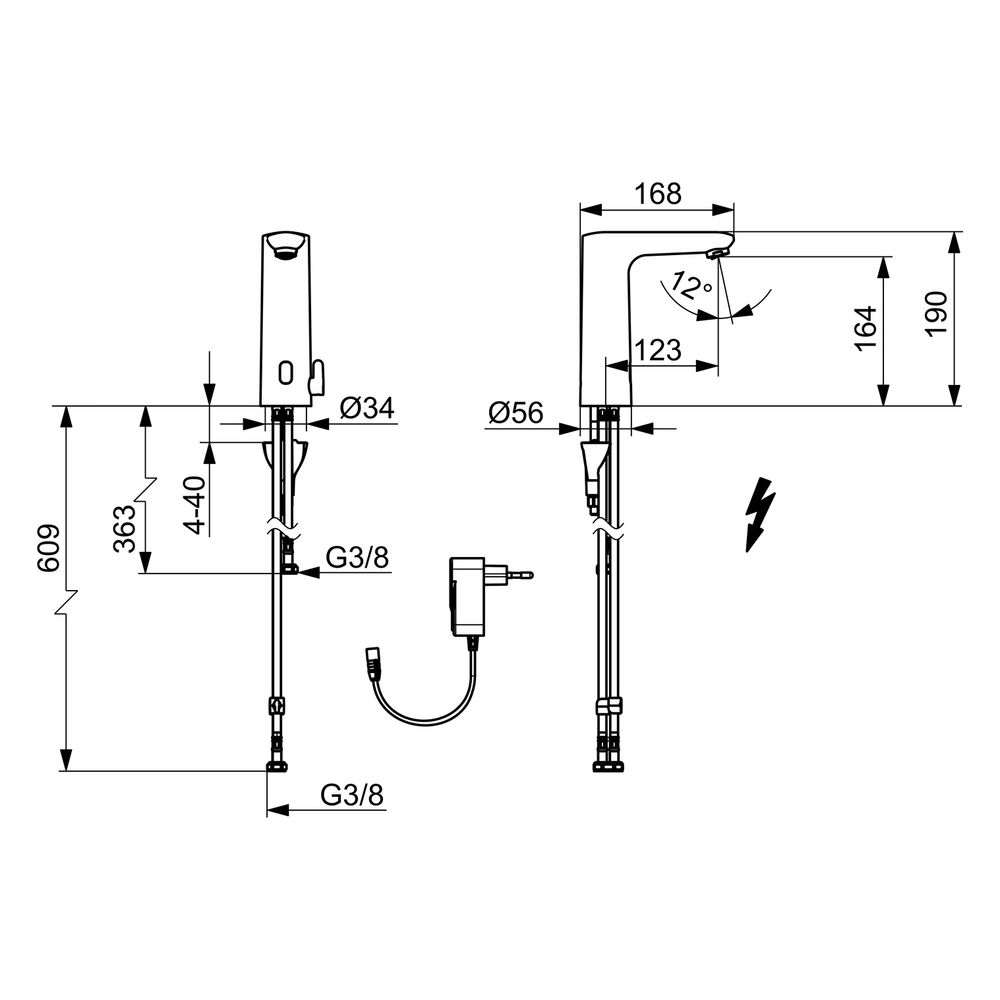 Hansa Electra Safety Waschtischarmatur, Niederdruck, Standmontage, Sensor, Bluetooth, 2... HANSA-93631129 4057304019593 (Abb. 6)