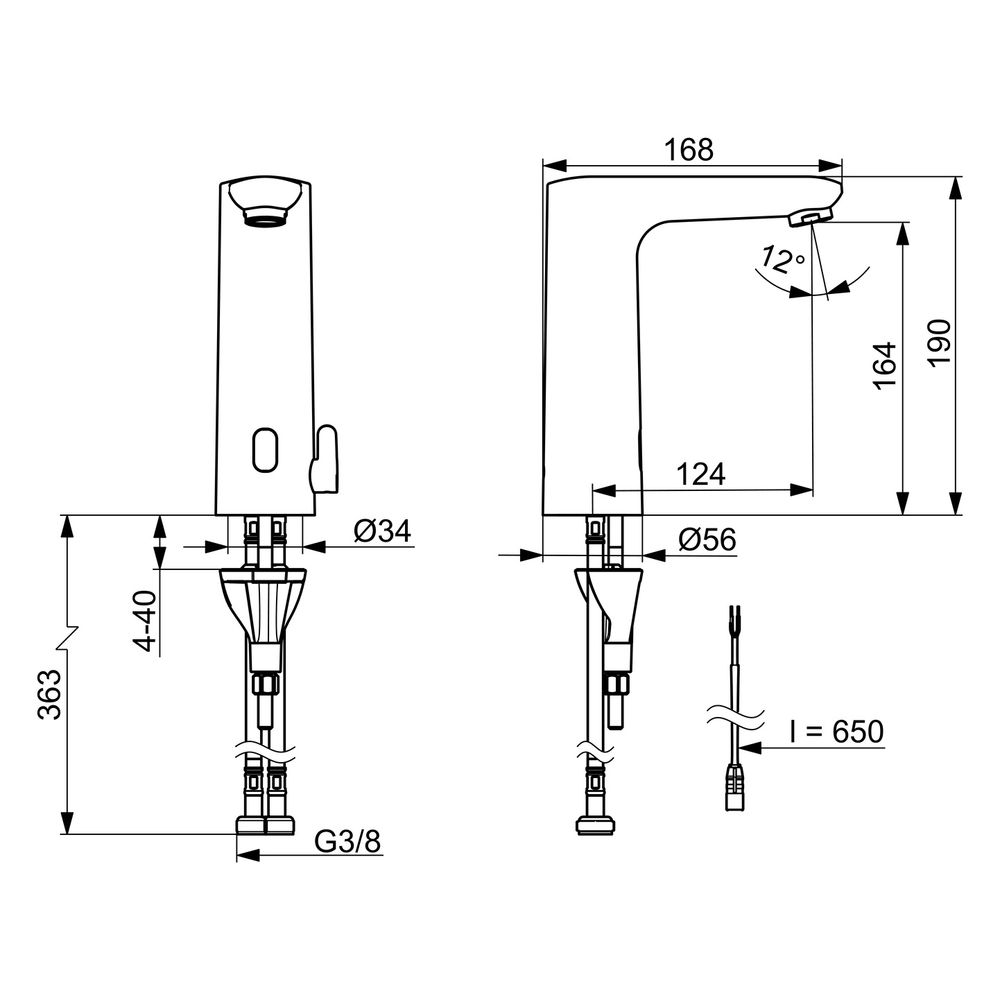 Hansa Electra Digital Waschtischarmatur, Standmontage, Sensor, berührungslos, 3V, Chrom... HANSA-93702219 4057304019579 (Abb. 6)
