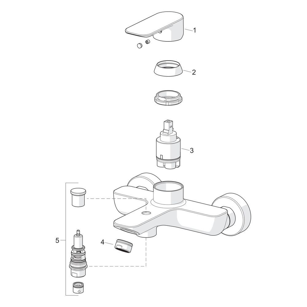 Hansa Basic Einhebelmischer Wannenfüll- und Brausebatterie, Ausladung 165mm, DN 15, Chr... HANSA-55442103 4057304019067 (Abb. 7)
