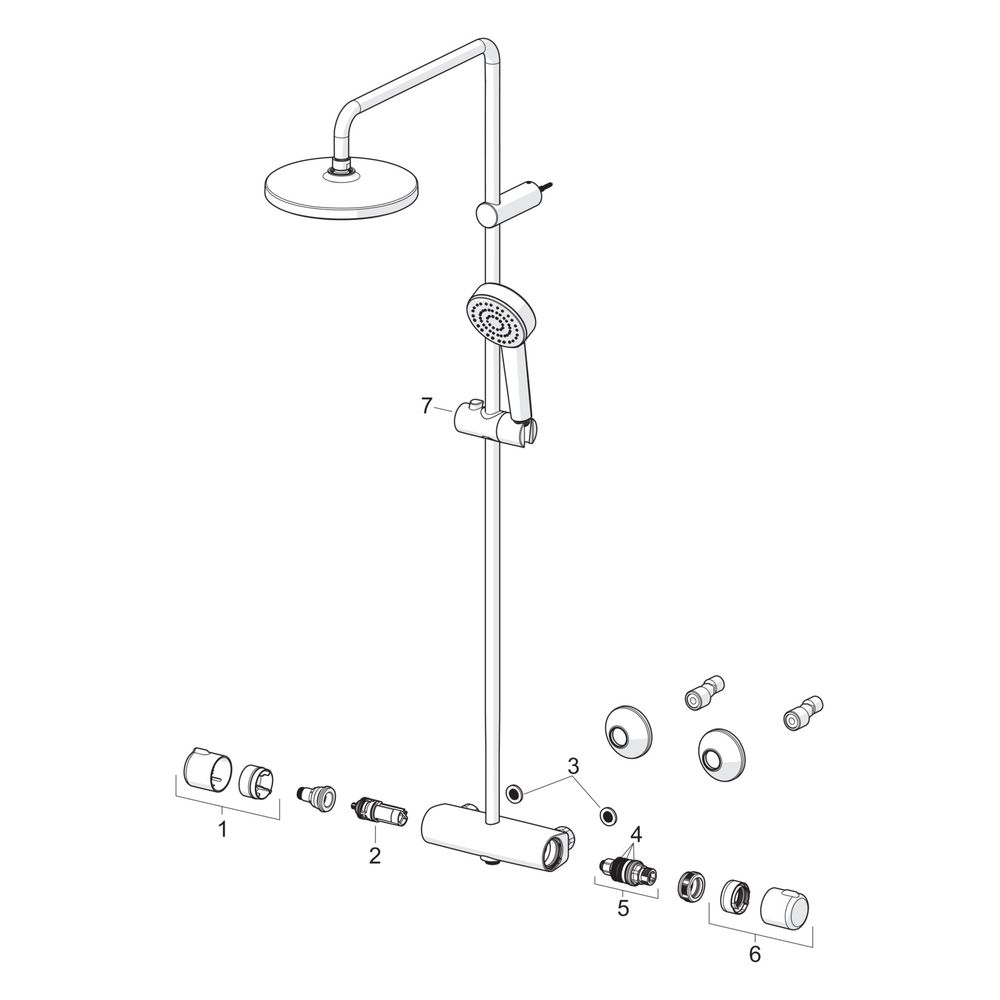 Hansa Basic Regenbrause-Duscharmatur, 1-strahlig, DN 15, Chrom, 55350110... HANSA-55350110 4057304019197 (Abb. 7)