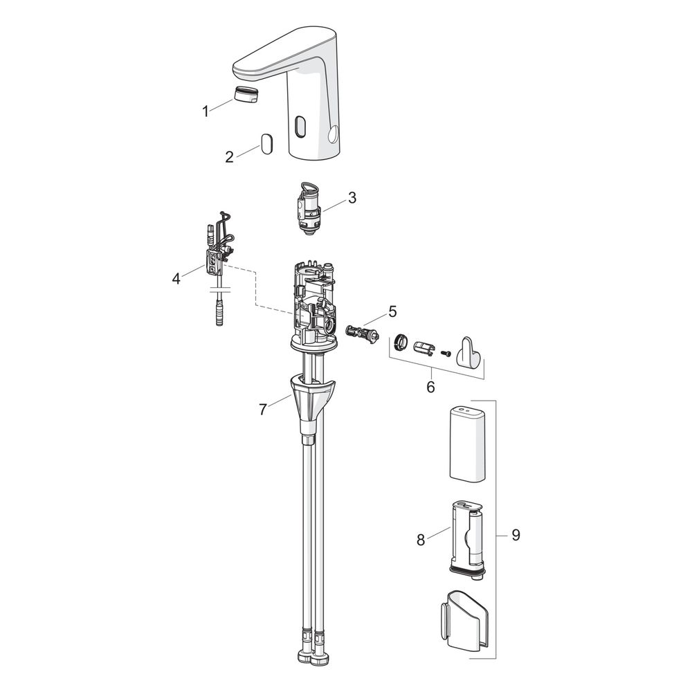 Hansa Electra Safety Waschtischarmatur, Standmontage, Sensor, Bluetooth, 3V, Heißwasser... HANSA-91102219 4057304019708 (Abb. 7)