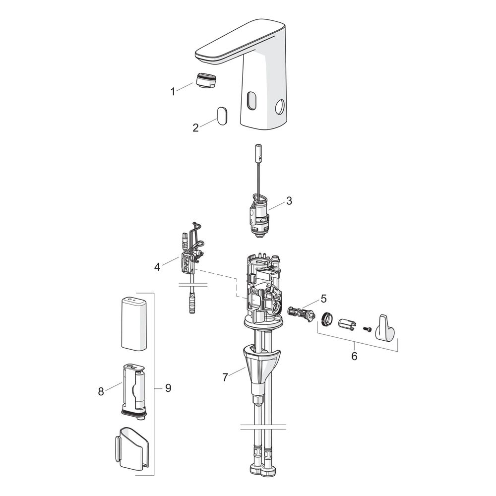 Hansa Electra Waschtischarmatur, Standmontage, Sensor, Bluetooth, 3V, Heißwasserspe... HANSA-921022190005 4057304019319 (Abb. 7)