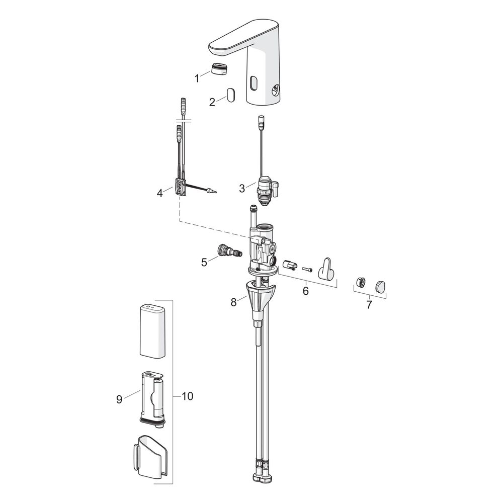 Hansa Electra Safety Waschtischarmatur, Standmontage, Sensor, Bluetooth, 3V, Chrom, 926... HANSA-92602219 4057304019333 (Abb. 7)