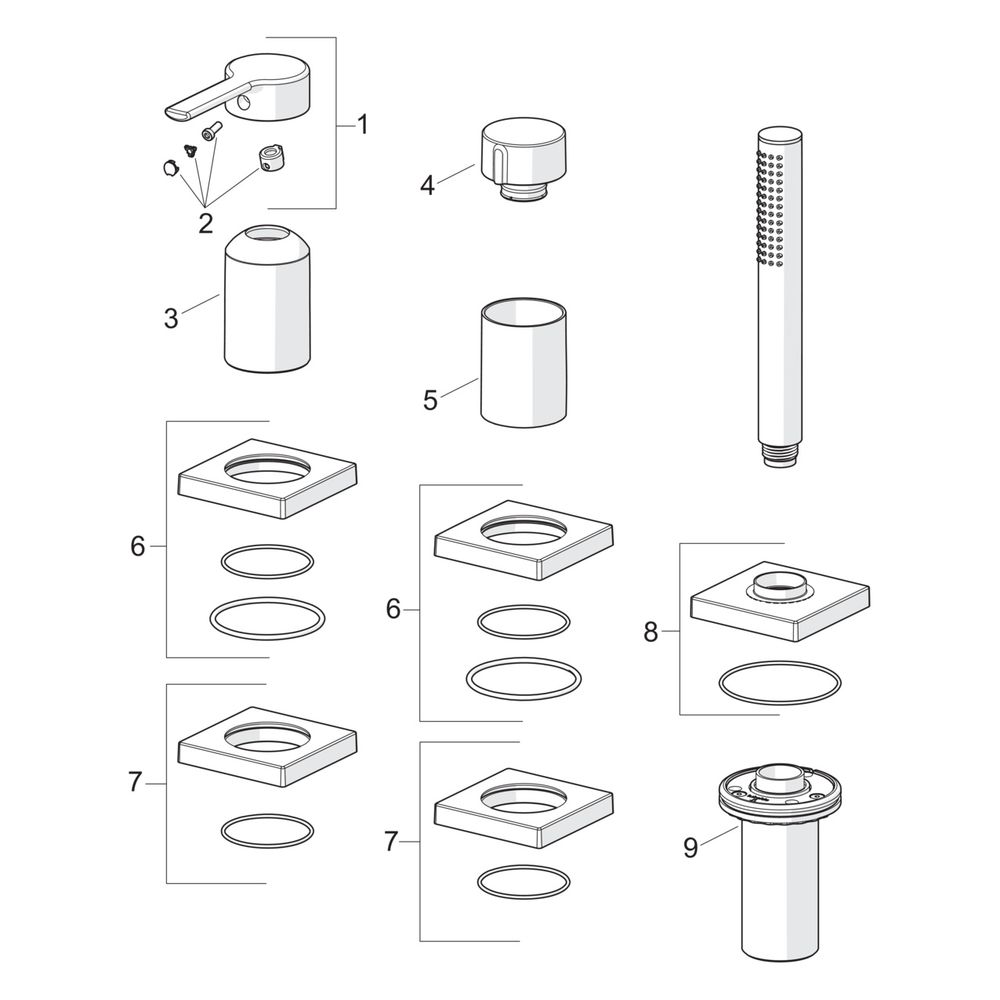 Hansa Ronda Einhebel-Fertigmontageset für Wanne/Brause, Rosette eckig, 1-strahlig, 75x7... HANSA-03419483 4057304014635 (Abb. 7)