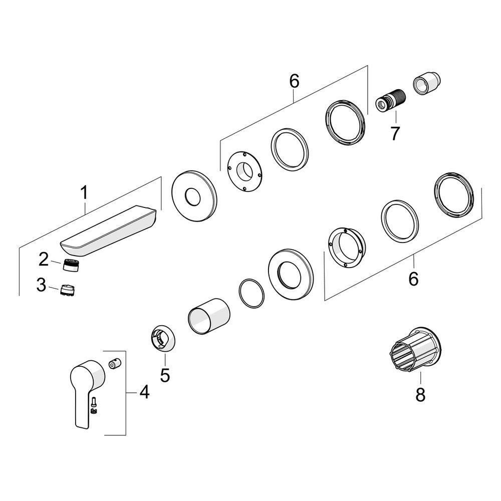 Hansa Ligna Einhebel-Waschtischarmatur Wandmontage, Fertigmontageset, Ausladung 185mm, ... HANSA-06402133 4057304022371 (Abb. 7)