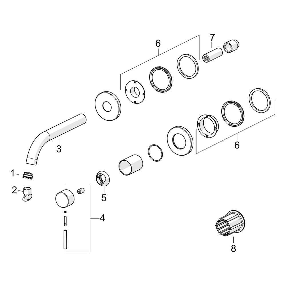 Hansa Public Waschtisch-Einhebelmischer Fertigmontageset, Wandmontage, Ausladung 300mm,... HANSA-57962131 4057304022500 (Abb. 7)