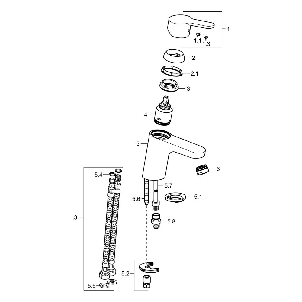 Hansa Primo Einhebel-Waschtischbatterie, Ausladung 107mm, DN 15, Chrom, 49462203... HANSA-49462203 4015474269064 (Abb. 8)