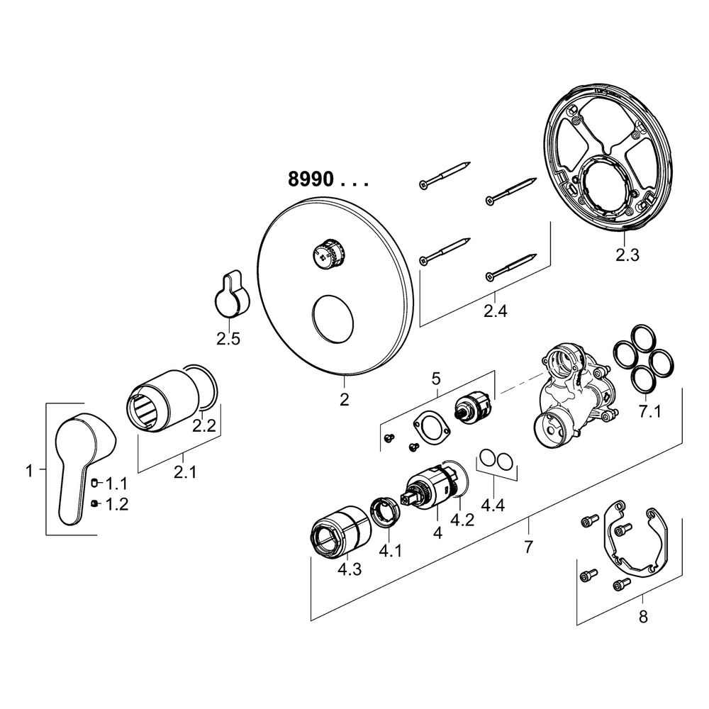 Hansa Primo Einhebelmischer Fertigmontageset für Wanne/Brause 8990 Rosette rund Chrom... HANSA-89909003 4015474278707 (Abb. 5)