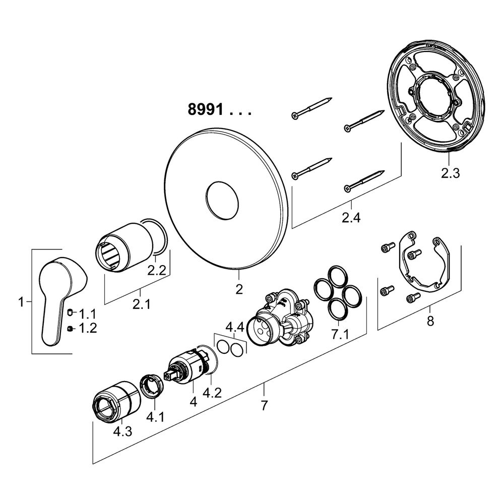 Hansa Primo Einhebelmischer Fertigmontageset für Brausebatterie 8991 Rosette rund Chrom... HANSA-89919003 4015474278691 (Abb. 5)