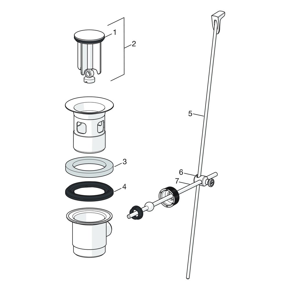 Hansa Pinto Einhebel-Bidetbatterie, Zugstangen-Ablaufgarnitur, Ausladung 106mm, DN 15, ... HANSA-45073283 4057304003097 (Abb. 7)