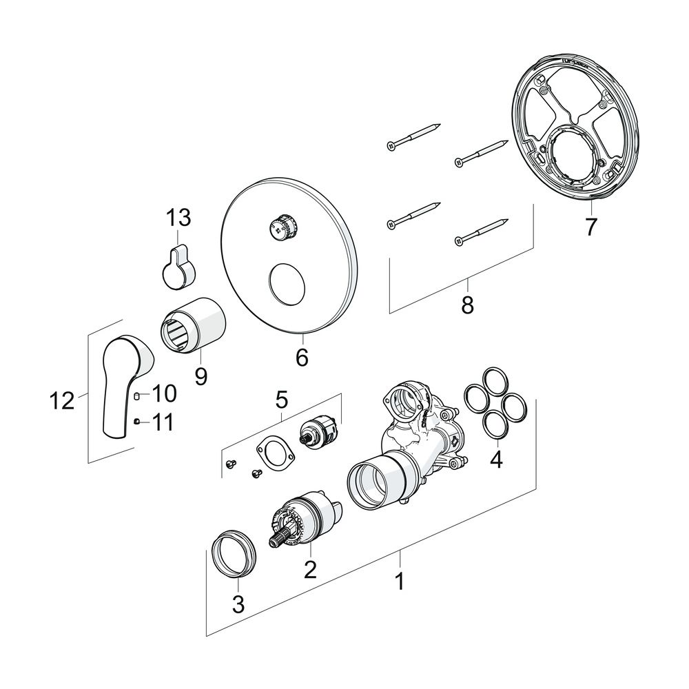 Hansa Pinto Einhebelmischer Fertigmontageset für Wanne/Brause 8526 Rosette rund Chrom... HANSA-85269183 4057304003844 (Abb. 7)
