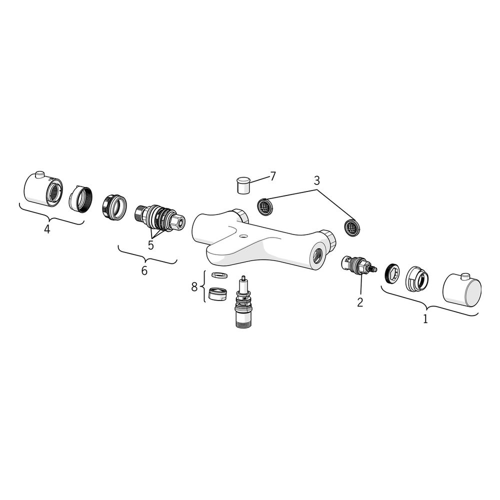 Hansa Unita Wannenfüll- und Brausebatterie 5837 Ausladung 180mm DN15 Chrom... HANSA-58372101 4015474277649 (Abb. 5)