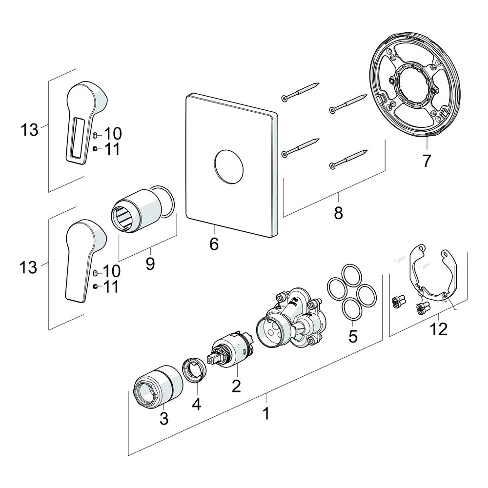 Hansa Twist Einhebelmischer Fertigmontageset für Brausebatterie 8985 Rosette eckig Chro... HANSA-89859083 4015474285552 (Abb. 7)