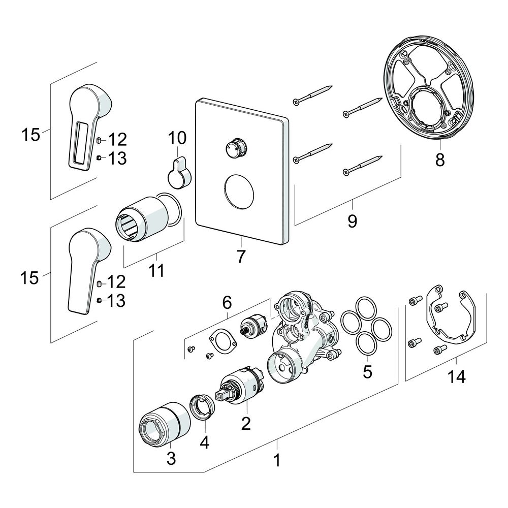 Hansa Twist Einhebelmischer Fertigmontageset für Wanne/Brause 8984 Rosette eckig Chrom... HANSA-89849083 4015474285606 (Abb. 7)
