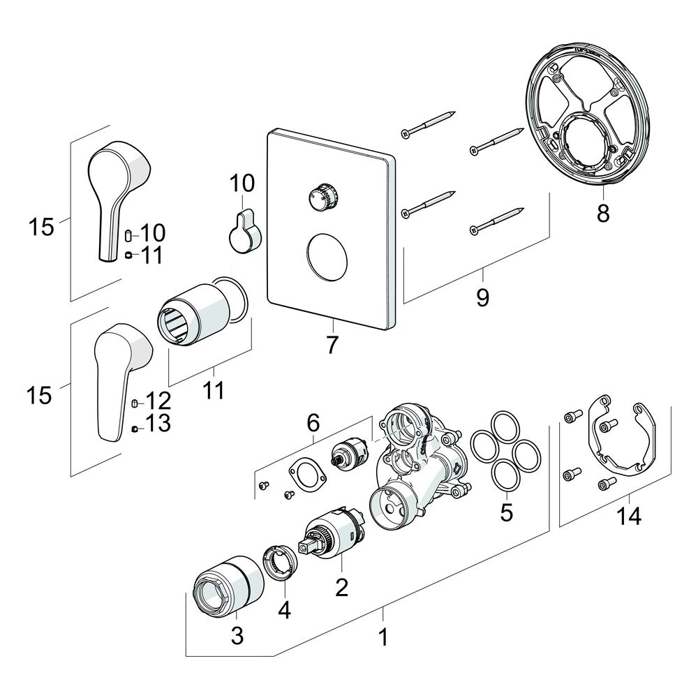 Hansa Polo Einhebelmischer Fertigmontageset für Wanne/Brause 8060 Rosette eckig Chrom... HANSA-80609093 4057304003813 (Abb. 7)