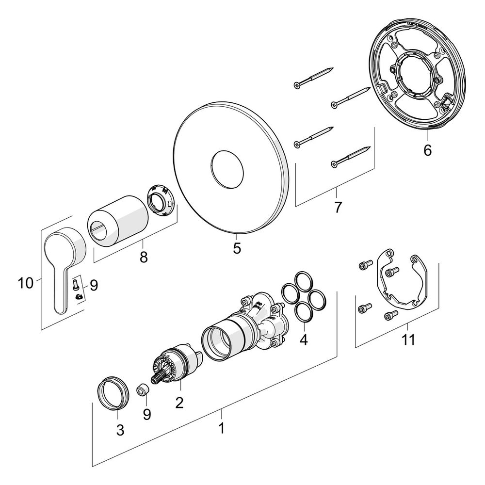 Hansa Designo Einhebelmischer Fertigmontageset für Brausebatterie Style 8110 Rosette ru... HANSA-81109563 4057304006814 (Abb. 7)