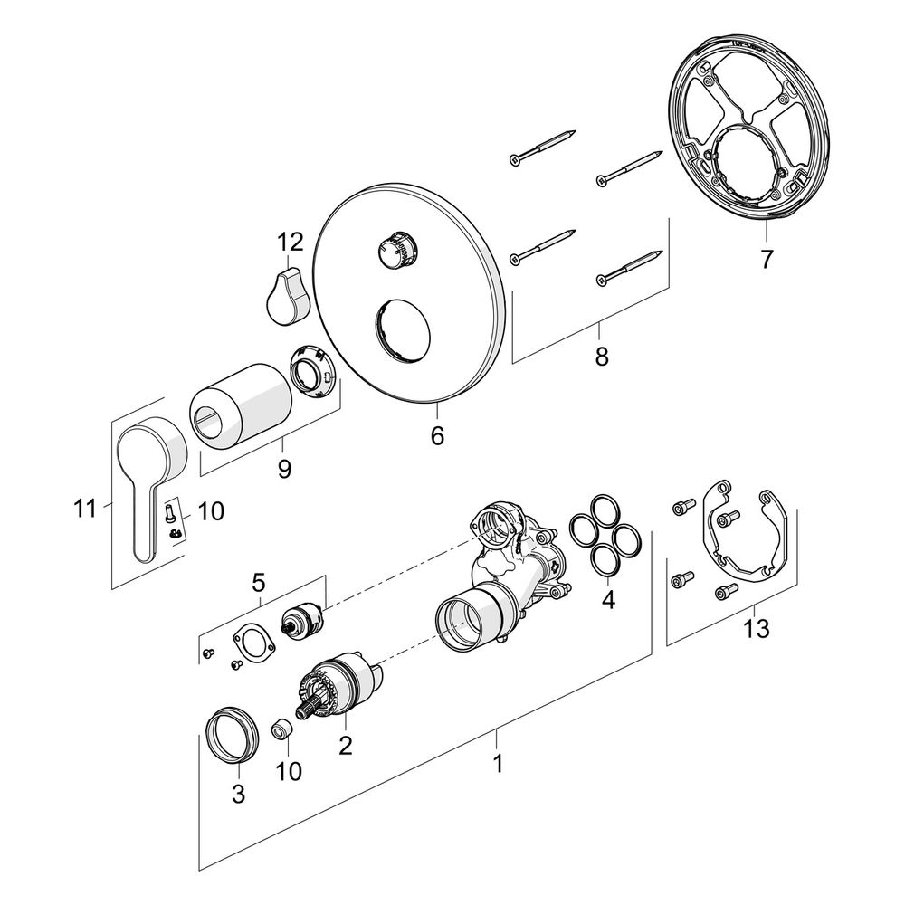 Hansa Designo Einhebelmischer Fertigmontageset für Wanne/Brause Style 8111 Rosette rund... HANSA-81119563 4057304006760 (Abb. 7)