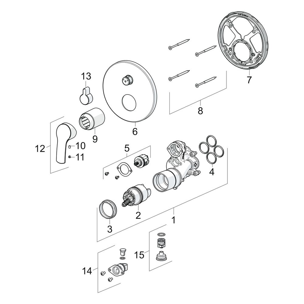 Hansa Pinto Einhebelmischer Fertigmontageset für Wanne/Brause 8528 Rosette rund mit Sic... HANSA-85283083 4057304003905 (Abb. 7)