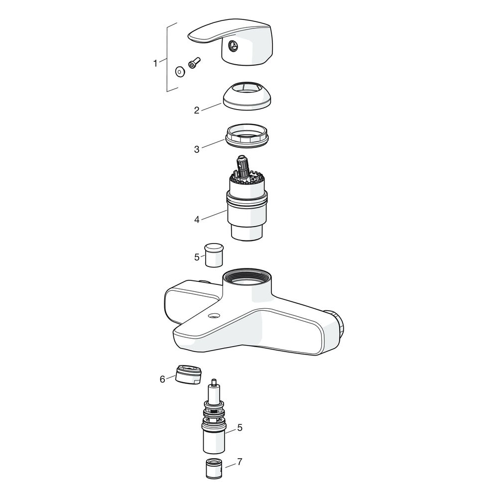 Hansa Pinto Einhebel-Wannenfüll- und Brausebatterie, Ausladung 166mm, DN 15, Chrom, 451... HANSA-45112183 4057304003219 (Abb. 7)