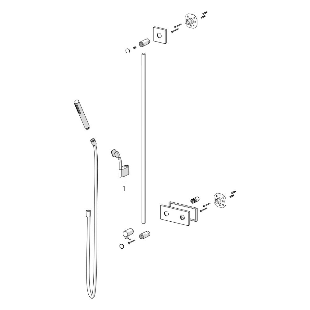 Hansa Living Wandstangengarnitur, Rosette eckig, 1-strahlig, Chrom, 44420100... HANSA-44420100 4015474203365 (Abb. 7)