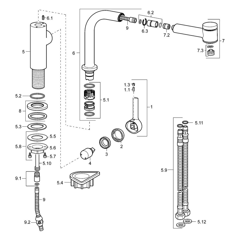 Hansa Ronda Einhebel-Küchenarmatur, 2-strahlig, Ausladung 221mm, DN 15, Chrom, 54912283... HANSA-54912283 4015474263093 (Abb. 5)